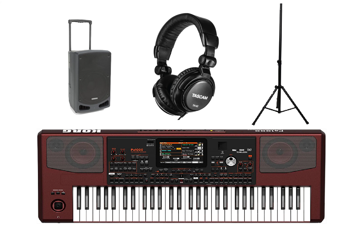 Korg Pa1000 - with Symphony Amped 14 Speaker and Speaker stand and Headphone