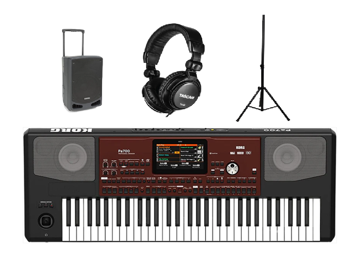 Korg Pa700 - with Symphony Amped 14 Speaker and Speaker stand and Headphone