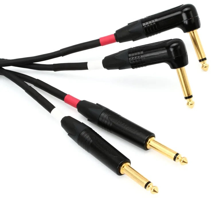 Mogami Gold Keyboard S Stereo Cable - Dual TS Male to Right Angle TS Male - 15 foot